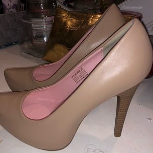 Tan and Pink High Heels .